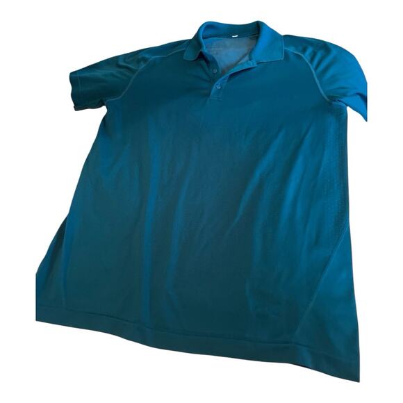 Lululemon Men’s Box Logo Marlin Green Polo Shirt Size Large - Picture 1 of 8